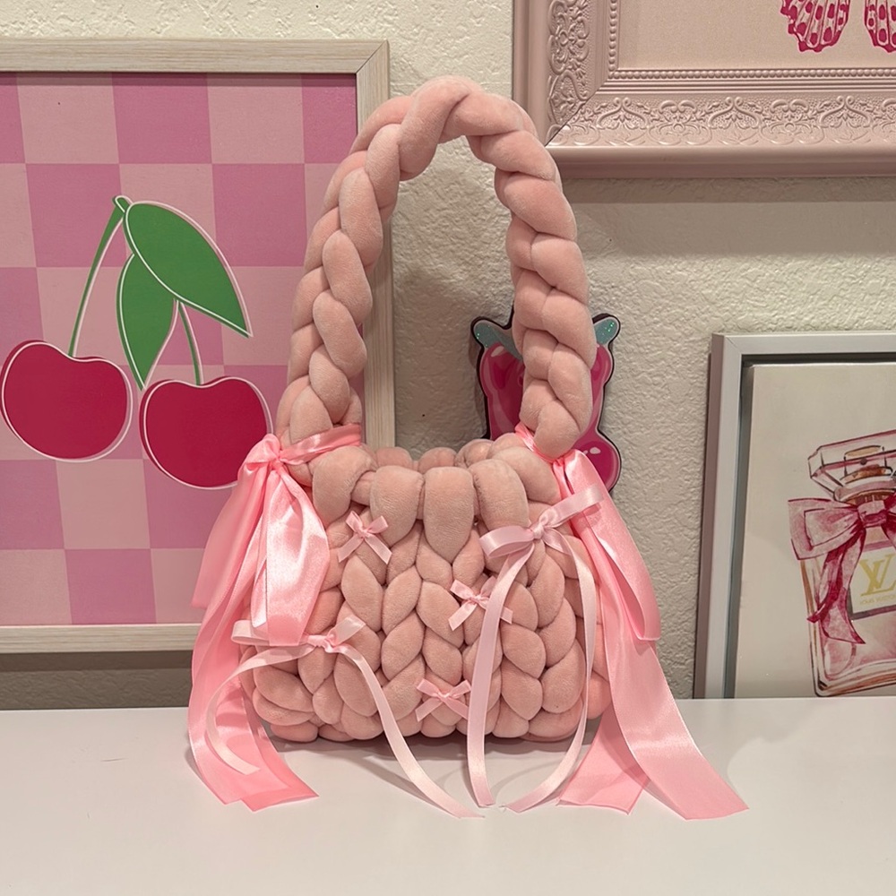 Pink Braided Handbag